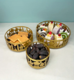 3Pc Set Golden Round Tray