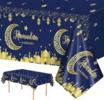 Ramadan Kareem Blue Table Cloth - 108 x 54 inch