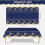 Ramadan Kareem Blue Table Cloth - 108 x 54 inch - Image 2