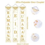3Pc White & Gold Ramadan & Eid Mubarak Door Banner Set - Image 2