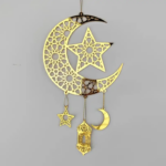 Golden Crescent Moon & Star Acrylic Hanging Decor