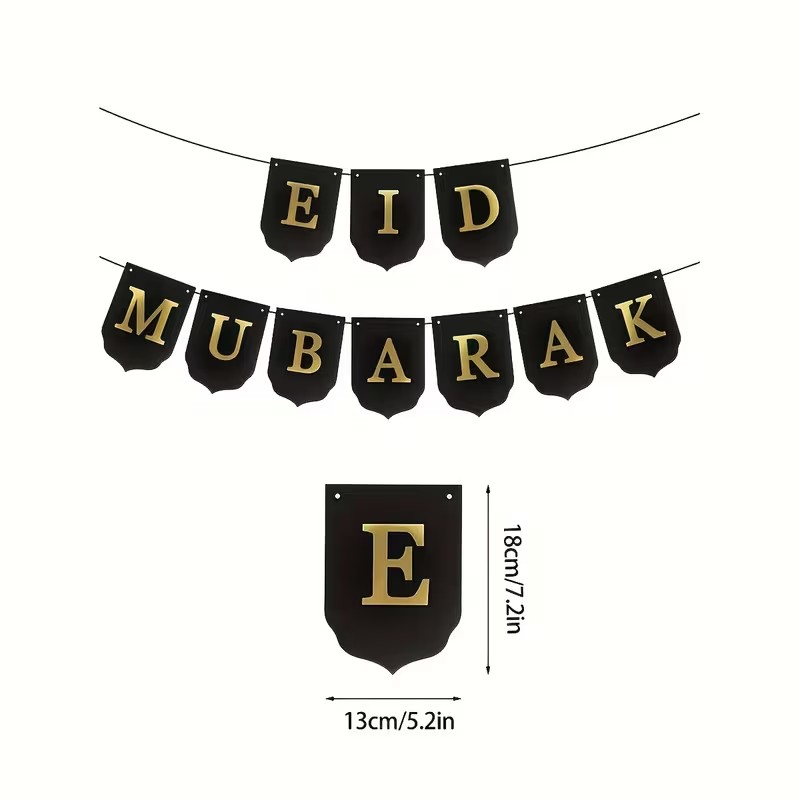 Eid Mubarak Black String Banner - Image 2