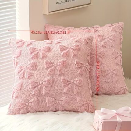 1 Pc Pink Bow Throw Pillow Cover