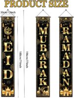 Black & Gold 2 in 1 Ramadan & Eid Mubarak Hanging Door Banner - Image 2