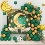 74 Pcs Green & Gold Eid Mubarak Decoration Set
