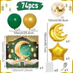 74 Pcs Green & Gold Eid Mubarak Decoration Set - Image 2